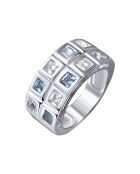 Bague Domino en Argent massif et Zircone bleu