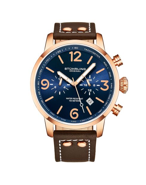 Montre Homme en Cuir Quartz  Aviator marron