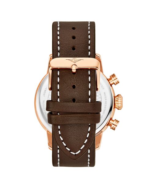 Montre Homme en Cuir Quartz  Aviator marron