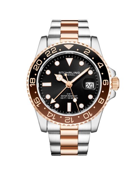 Montre Homme en Acier Quartz Aquadiver argenté/rose doré