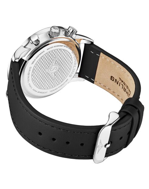 Montre Homme en Cuir Quartz Monaco noire