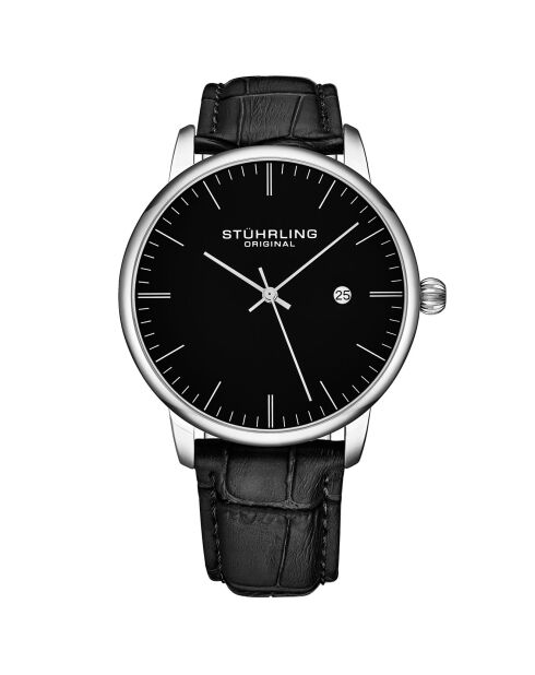 Montre Homme en Cuir Quartz Symphony noire