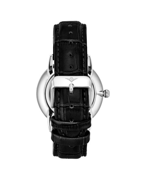Montre Homme en Cuir Quartz Symphony noire