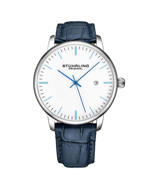 Montre Homme en Cuir Quartz Symphony bleue