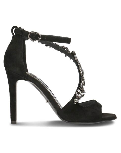 Sandales en Velours de Cuir Eloise noires - Talon 9 cm