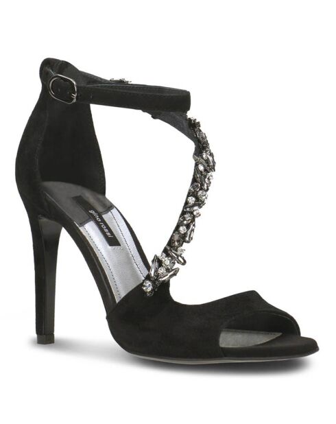 Sandales en Velours de Cuir Eloise noires - Talon 9 cm