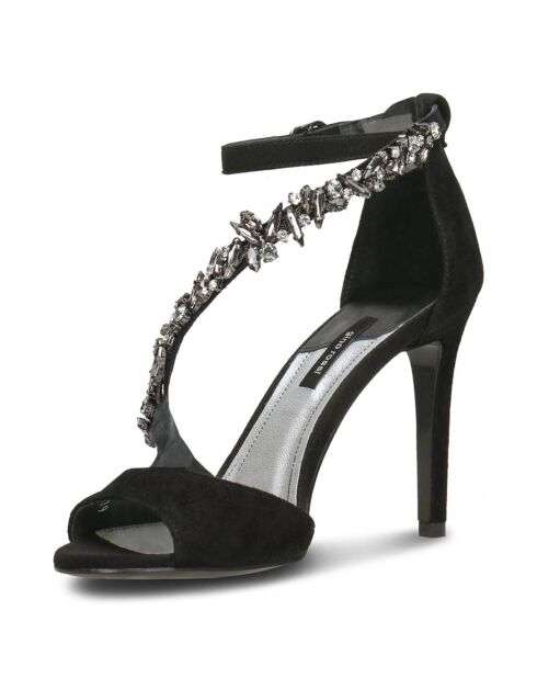 Sandales en Velours de Cuir Eloise noires - Talon 9 cm