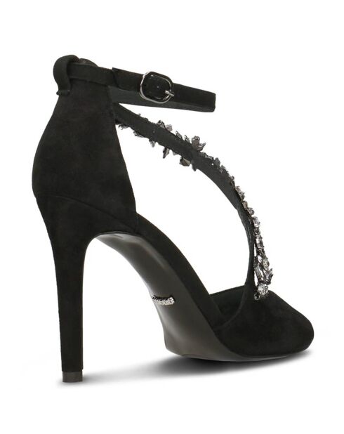 Sandales en Velours de Cuir Eloise noires - Talon 9 cm