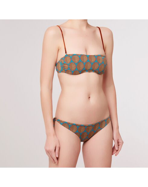 Maillot de Bain 2 pièces bandeau bonnets moulés Cappa marron/turquoise