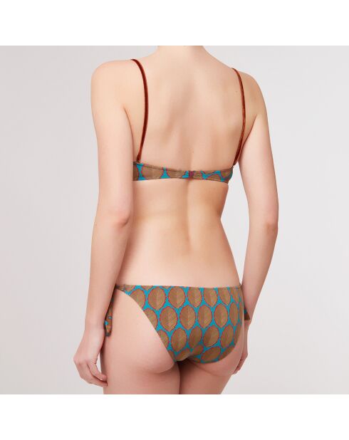 Maillot de Bain 2 pièces bandeau bonnets moulés Cappa marron/turquoise