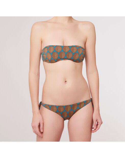Maillot de Bain 2 pièces bandeau bonnets moulés Cappa marron/turquoise