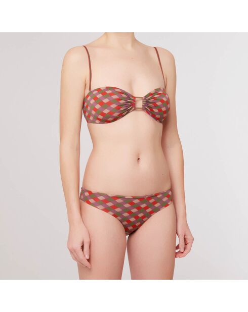 Maillot de Bain 2 pièces bandeau Geo violet/rouge/vert