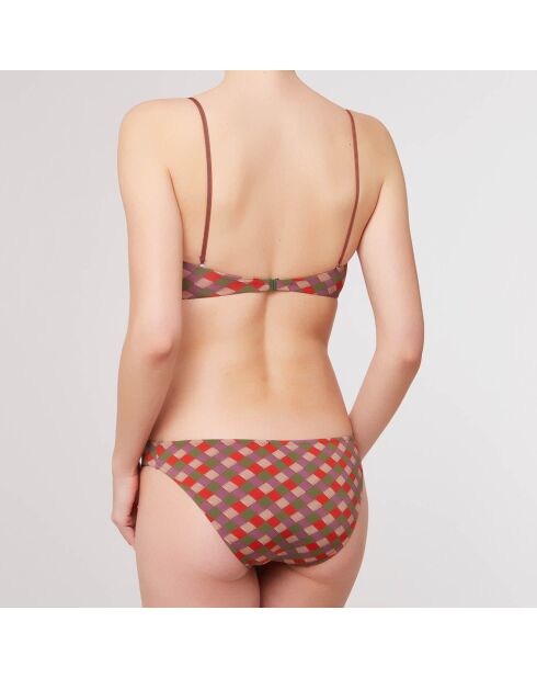 Maillot de Bain 2 pièces bandeau Geo violet/rouge/vert