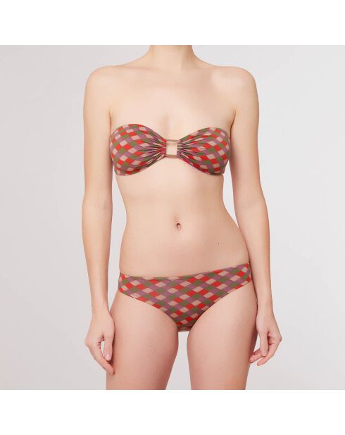 Maillot de Bain 2 pièces bandeau Geo violet/rouge/vert