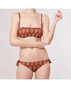 Maillot de Bain 2 pièces bandeau bonnets moulés Cappa doré/rouge
