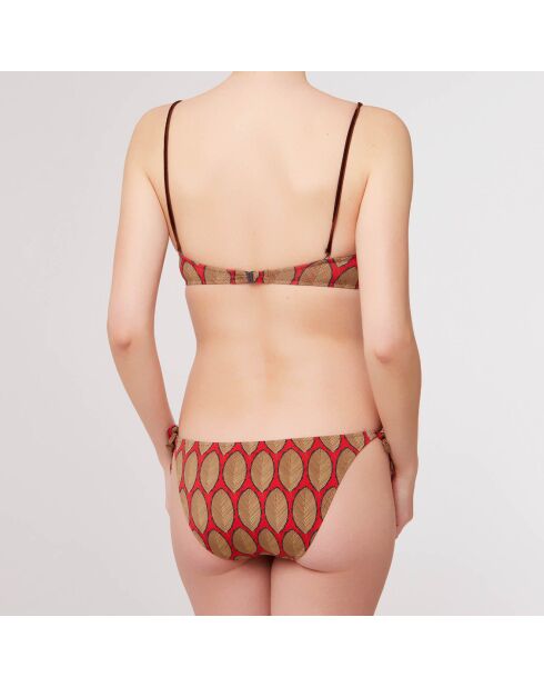 Maillot de Bain 2 pièces bandeau bonnets moulés Cappa doré/rouge