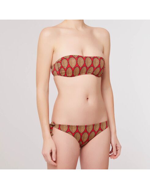 Maillot de Bain 2 pièces bandeau bonnets moulés Cappa doré/rouge