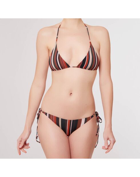 Maillot de Bain 2 pièces  triangles souples Rayas multicolore/brique
