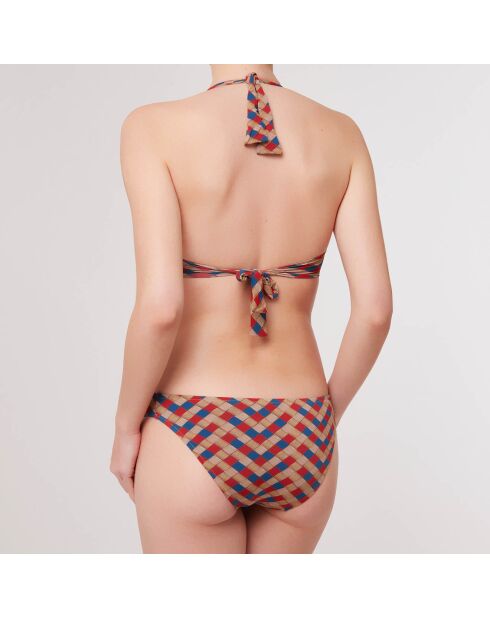 Maillot de Bain 2 pièces triangles foulard Geo rouge/beige/bleu