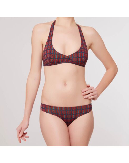 Maillot de Bain 2 pièces triangles foulard Alnus marron/marine