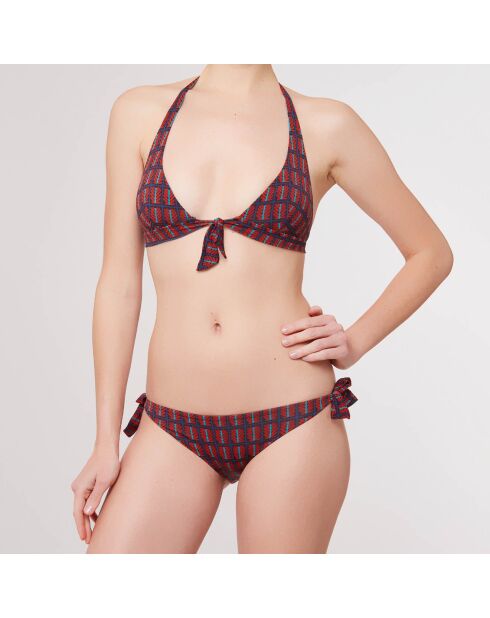 Maillot de Bain 2 pièces triangles foulard Alnus marron/marine