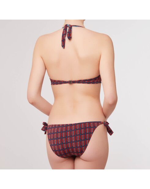 Maillot de Bain 2 pièces triangles foulard Alnus marron/marine