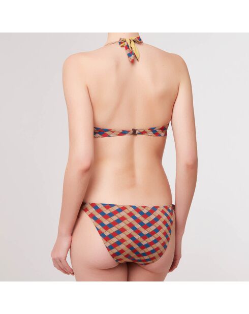 Maillot de Bain 2 pièces triangles foulard Geo rouge/beige/bleu