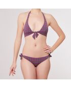 Maillot de Bain 2 pièces triangles foulard Alnus violet/vert