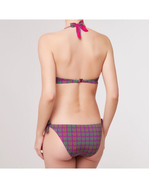 Maillot de Bain 2 pièces triangles foulard Alnus violet/vert