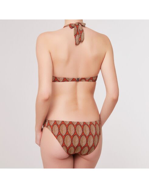 Maillot de Bain 2 pièces triangles foulard Cappa doré/marron