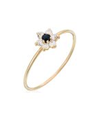 Ring aus Gelbgold mit blauer Blume und Saphir