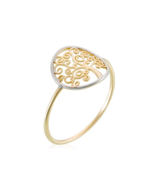 Ring Tree of Life Gelb- und Weißgold