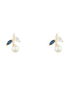 Pendientes con zafiro y cereza en oro amarillo de 0,11 quilates