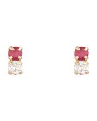 Boucles d'oreilles Puces Duo Précieuses Topaze & Rubis 0.18ct or jaune