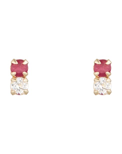 Boucles d'oreilles Puces Duo Précieuses Topaze & Rubis 0.18ct or jaune