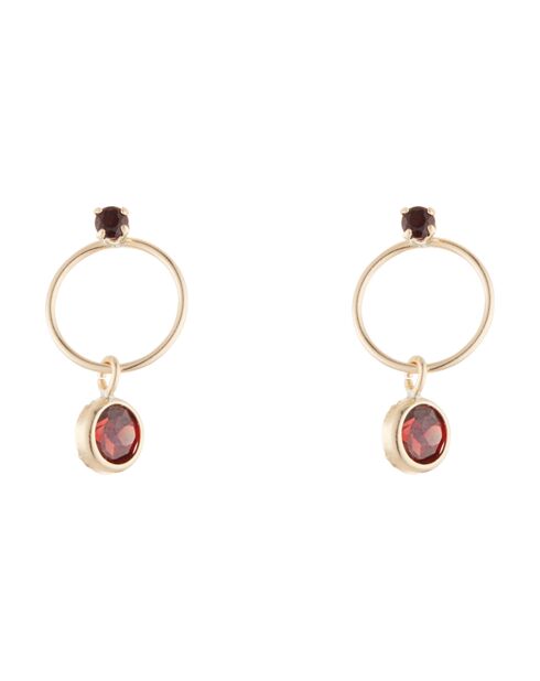 Boucles d'oreilles Anneau Grenat 0.58ct or jaune