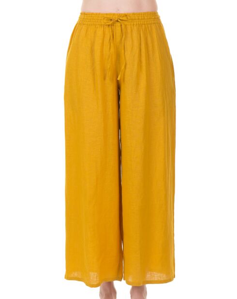Pantalon ample Zoé en Lin moutarde