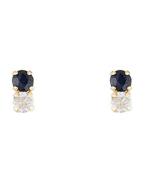 Topaz & Sapphire Precious Duo Ohrstecker, 0,16 Karat Gelbgold