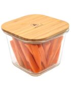 2 Boîtes de conservation hautes carrées transparent/marron - 750/1750 ml