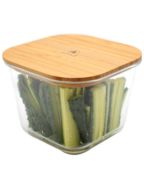2 Boîtes de conservation hautes carrées transparent/marron - 750/1750 ml