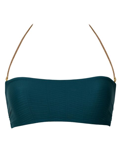 Haut de maillot bandeau Jane Massai vert lagune/doré