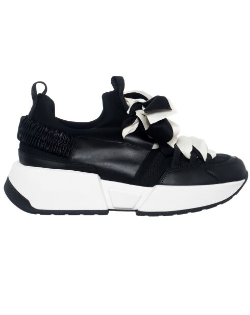Schwarze Lipi Ledersneaker - 5 cm Absatz