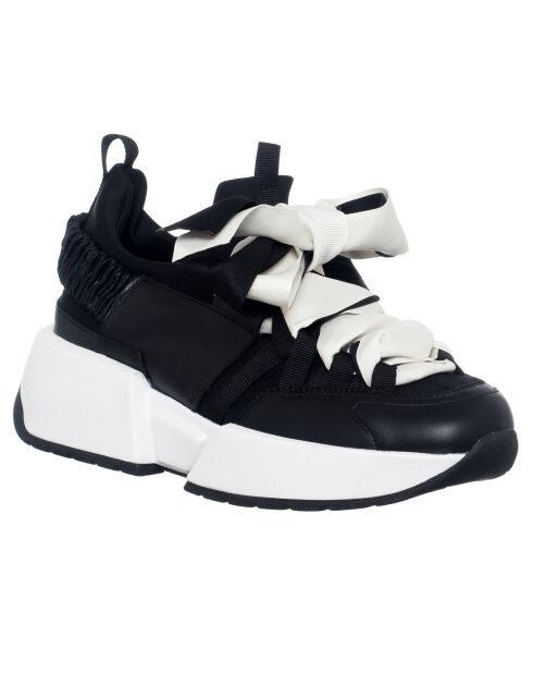 Schwarze Lipi Ledersneaker - 5 cm Absatz