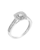 Funkelnder quadratischer Ring Diamanten 0,5 Karat Weißgold