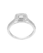 Funkelnder quadratischer Ring Diamanten 0,5 Karat Weißgold