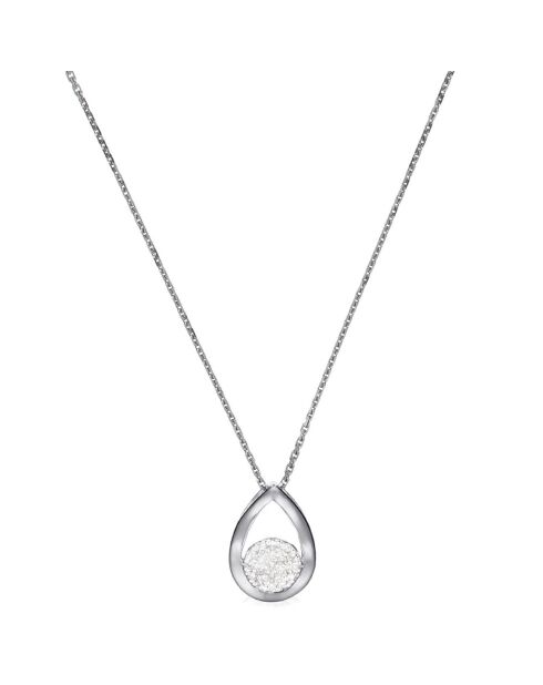 Pendentif  & Chaîne Goutte Somptueuse Diamants 0.06 ct or blanc