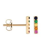 Boucles d'oreilles Héméra Emeraudes 0.04 ct Saphirs 0.14 ct & Rhodolites 0.05 ct or jaune