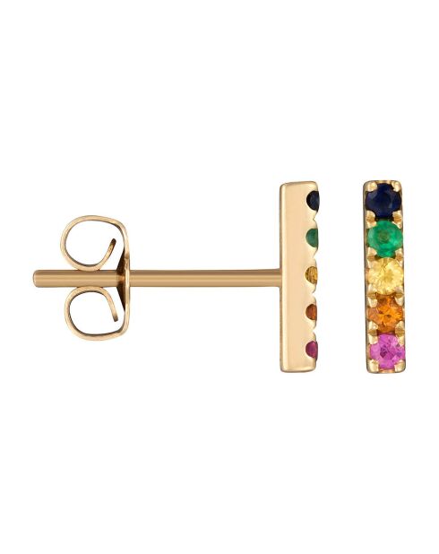 Boucles d'oreilles Héméra Emeraudes 0.04 ct Saphirs 0.14 ct & Rhodolites 0.05 ct or jaune