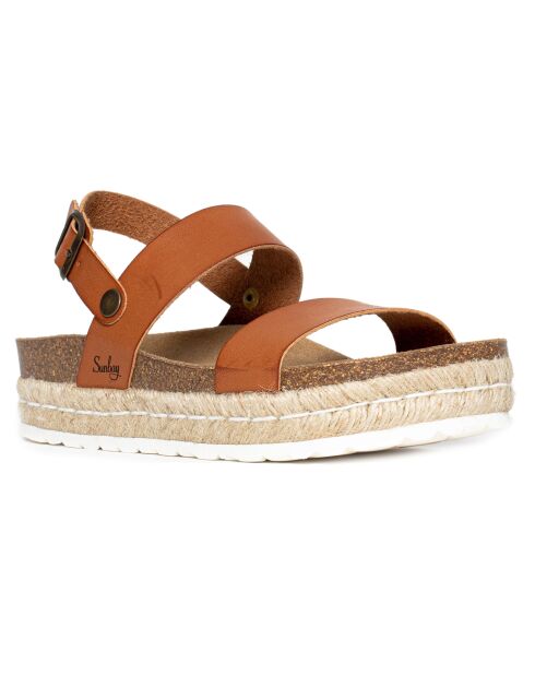 Sandales à plateforme en Cuir Kalmie camel