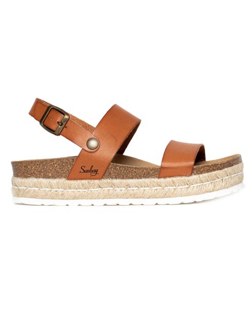 Sandales à plateforme en Cuir Kalmie camel